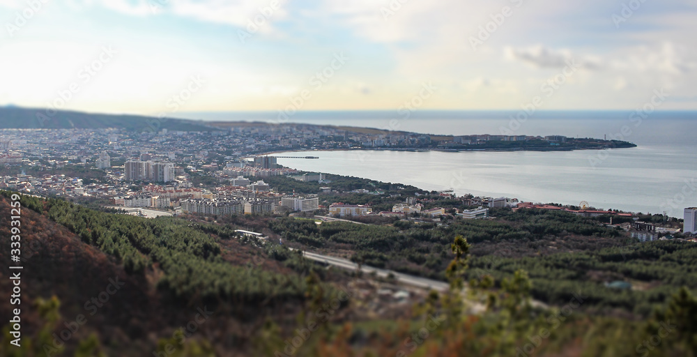 the resort city of Gelendzhik, view of the city center and the Bay from the mountains the resort city of Gelendzhik, view of the city center and the Bay from the mountains