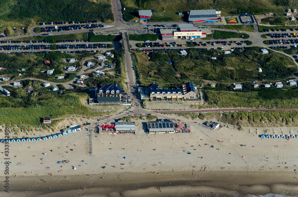 Luftbild vom Strand in De Koog auf Texel Niederlande