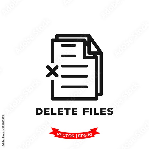 deleted file icon in trendy flat style, file icon, document vector icon