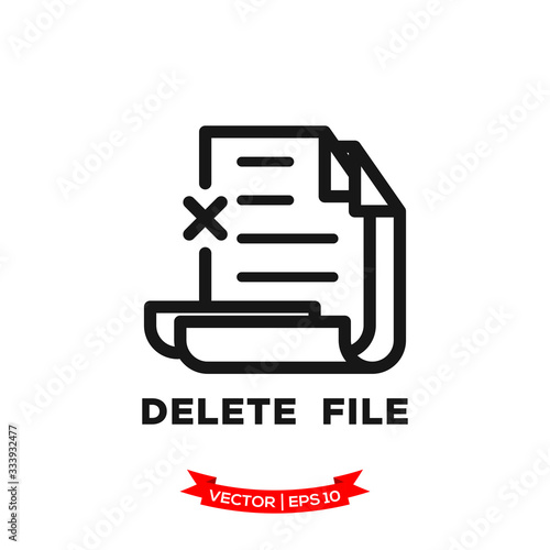 deleted file icon in trendy flat style, file icon, document vector icon