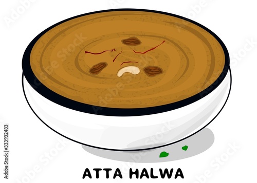 Aate Ka Halwa indian Sweet food Vector photo