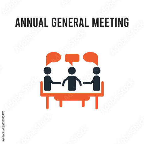 Annual general meeting (AGM) vector icon on white background. Red and black colored Annual general meeting (AGM) icon. Simple element illustration sign symbol EPS