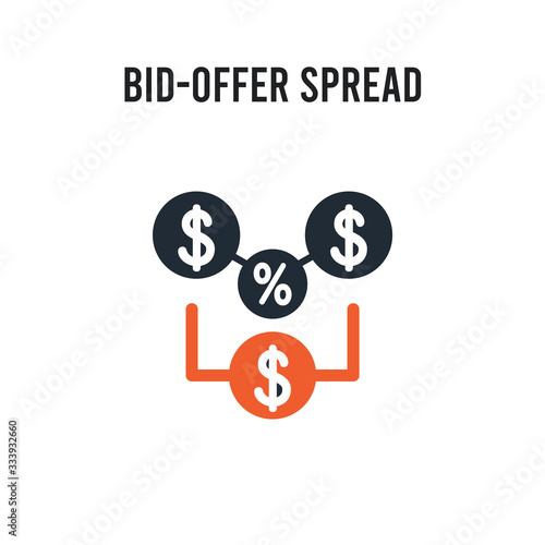 Bid-offer spread vector icon on white background. Red and black colored Bid-offer spread icon. Simple element illustration sign symbol EPS