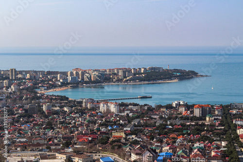 from the top of the mountains of the resort of Gelendzhik, you can see the city center, the sea and attractions. Black sea coast
