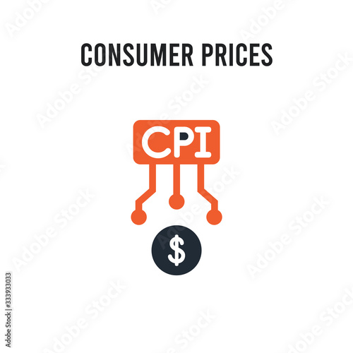 Consumer Prices Index (CPI) vector icon on white background. Red and black colored Consumer Prices Index (CPI) icon. Simple element illustration sign symbol EPS