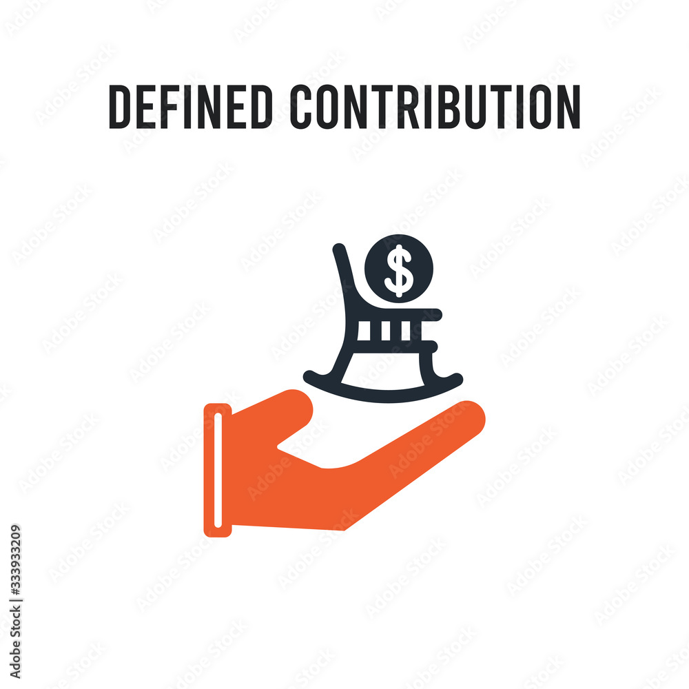 Defined contribution pension vector icon on white background. Red and black colored Defined contribution pension icon. Simple element illustration sign symbol EPS Defined contribution pension vector icon on white background. Red and black colored Defined contribution pension icon. Simple element illustration sign symbol EPS