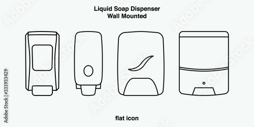Hand wash. Hand sanitizer. Alcohol-based hand rub. Rubbing alcohol. Wall mounted soap dispenser. Wall hanging hand wash container. Protection from germs such as coronavirus (Covid-19) icon design	