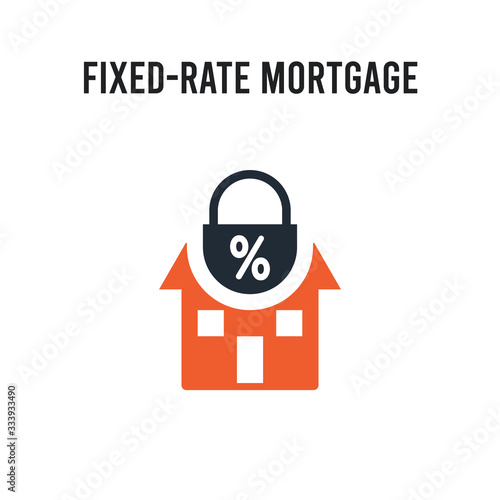 Fixed-rate mortgage vector icon on white background. Red and black colored Fixed-rate mortgage icon. Simple element illustration sign symbol EPS