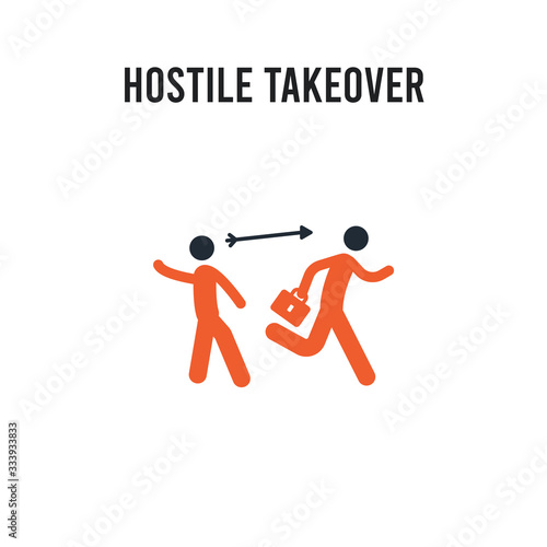 Hostile takeover vector icon on white background. Red and black colored Hostile takeover icon. Simple element illustration sign symbol EPS