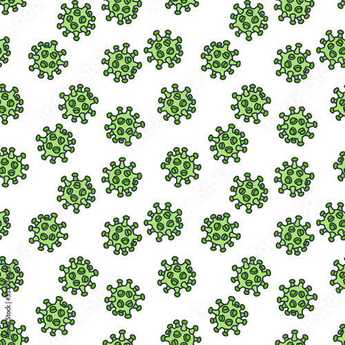 Virus pattern. Doodle illustration of viruses on a white background. Vector 8 EPS.