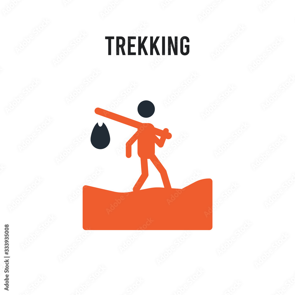 Trekking vector icon on white background. Red and black colored Trekking icon. Simple element illustration sign symbol EPS