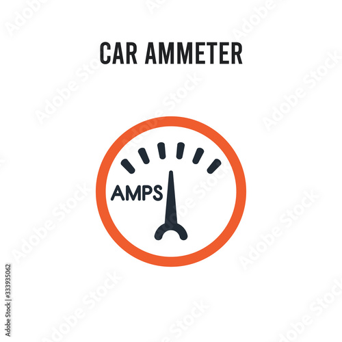 car ammeter vector icon on white background. Red and black colored car ammeter icon. Simple element illustration sign symbol EPS