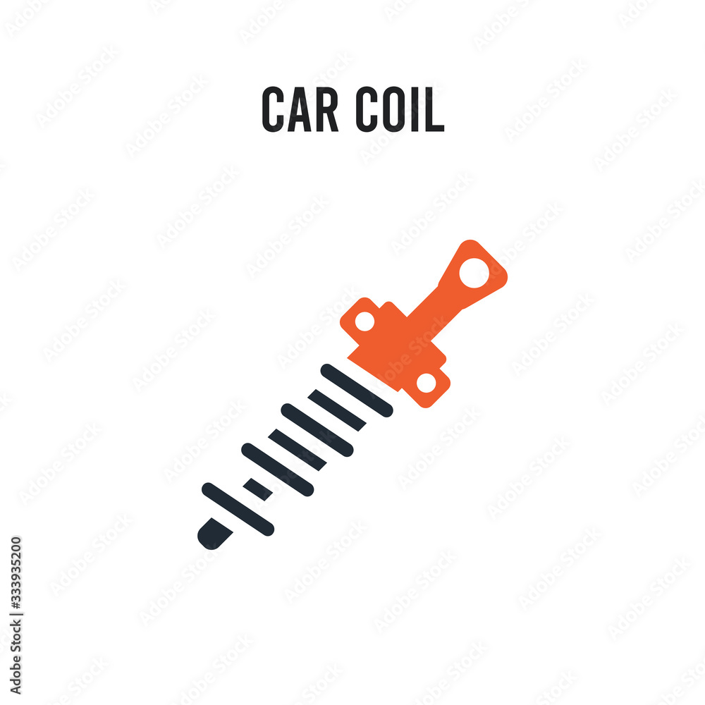 car coil vector icon on white background. Red and black colored car coil icon. Simple element illustration sign symbol EPS