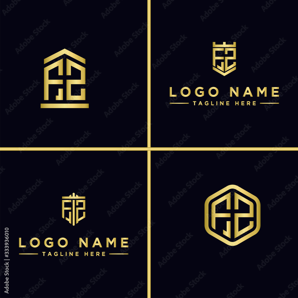 Obraz premium Inspiring logo design Set, for companies from the initial letters of the FZ logo icon. -Vectors