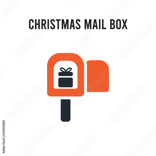 christmas mail box vector icon on white background. Red and black colored christmas mail box icon. Simple element illustration sign symbol EPS