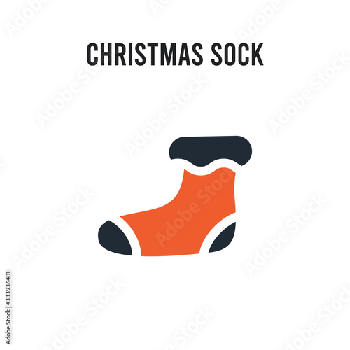 christmas sock vector icon on white background. Red and black colored christmas sock icon. Simple element illustration sign symbol EPS