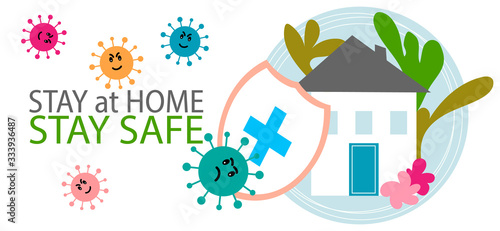 Covid 19, coronavirus protection, stay at home, self isolation campaign background, poster vector. Covid-19 Social distancing protect prevention. Home quarantine concept design.