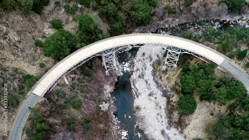 Drone view - Steel bridge over river © georowe