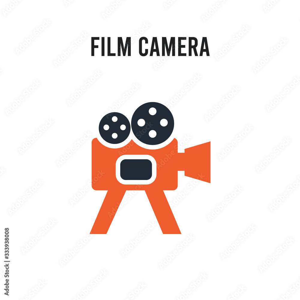 Fototapeta premium film camera vector icon on white background. Red and black colored film camera icon. Simple element illustration sign symbol EPS