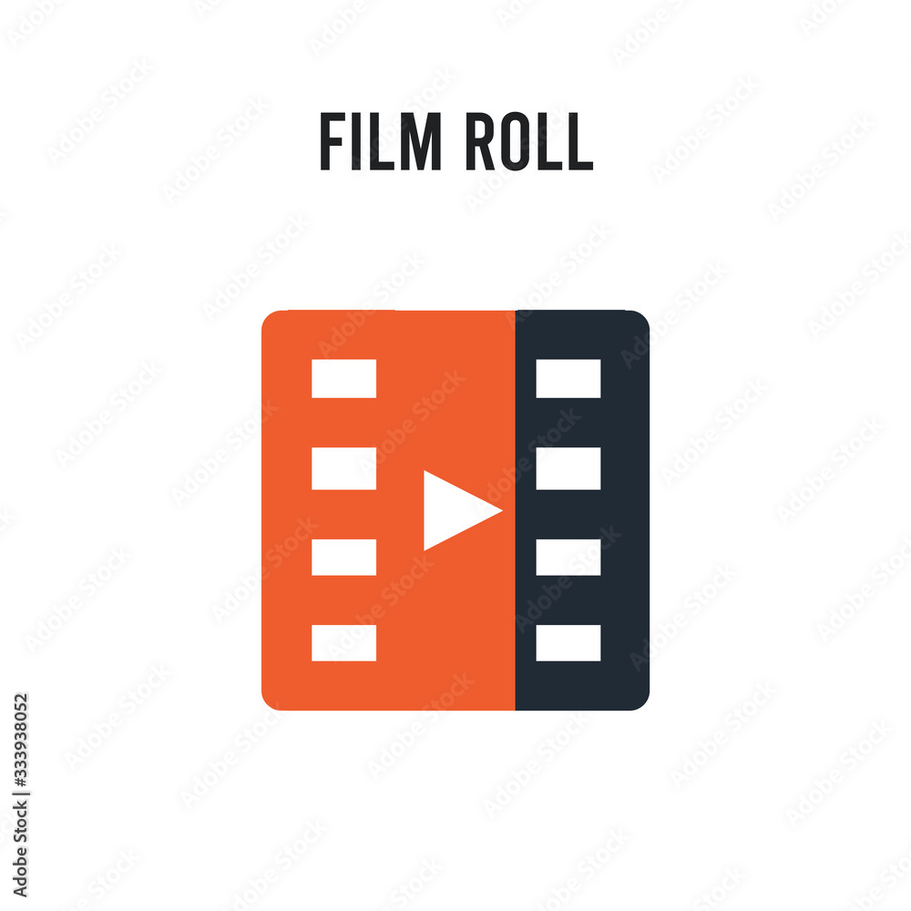 Film roll vector icon on white background. Red and black colored Film roll icon. Simple element illustration sign symbol EPS