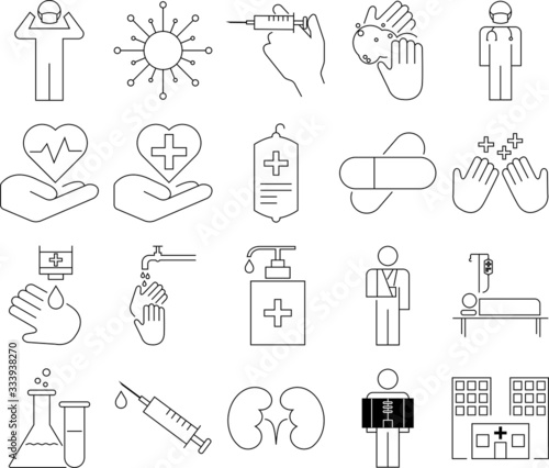 Modern outline healthcare icons. Vector icons.