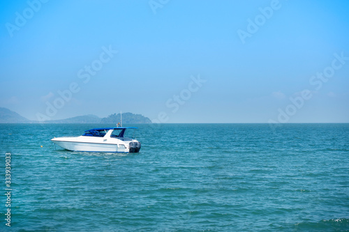 speed boat in tropical sea.