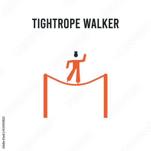 Tightrope walker vector icon on white background. Red and black colored Tightrope walker icon. Simple element illustration sign symbol EPS