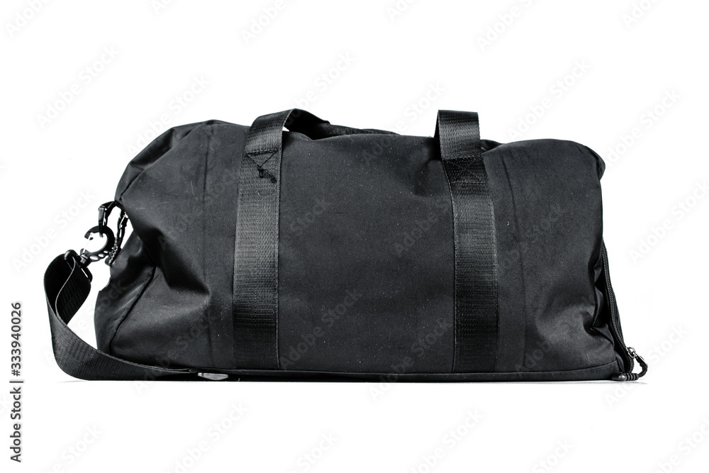 black travel bag isolated on white background. Travel concept. - obrazy, fototapety, plakaty 