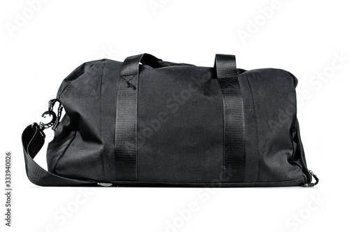 black travel bag isolated on white background. Travel concept.