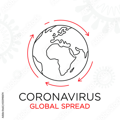 Coronavirus Global spread line icon. Covid-19 World pandemic icon. Vector illustration.