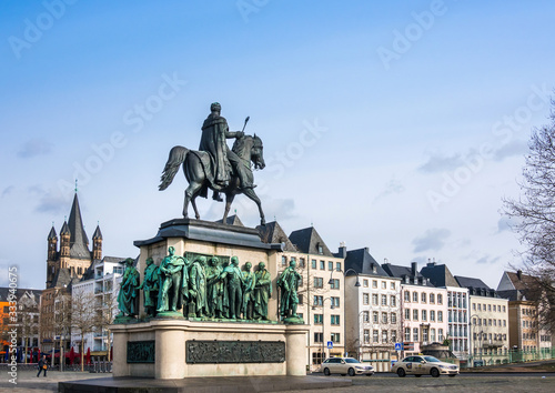 Cologne Koln, Germany: Heumarkt Square with Reiterstandbild Equestrian Statue