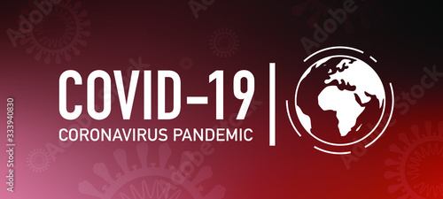 Coronavirus global pandemic banner. Covid-19 Globe icon. Vector illustration.