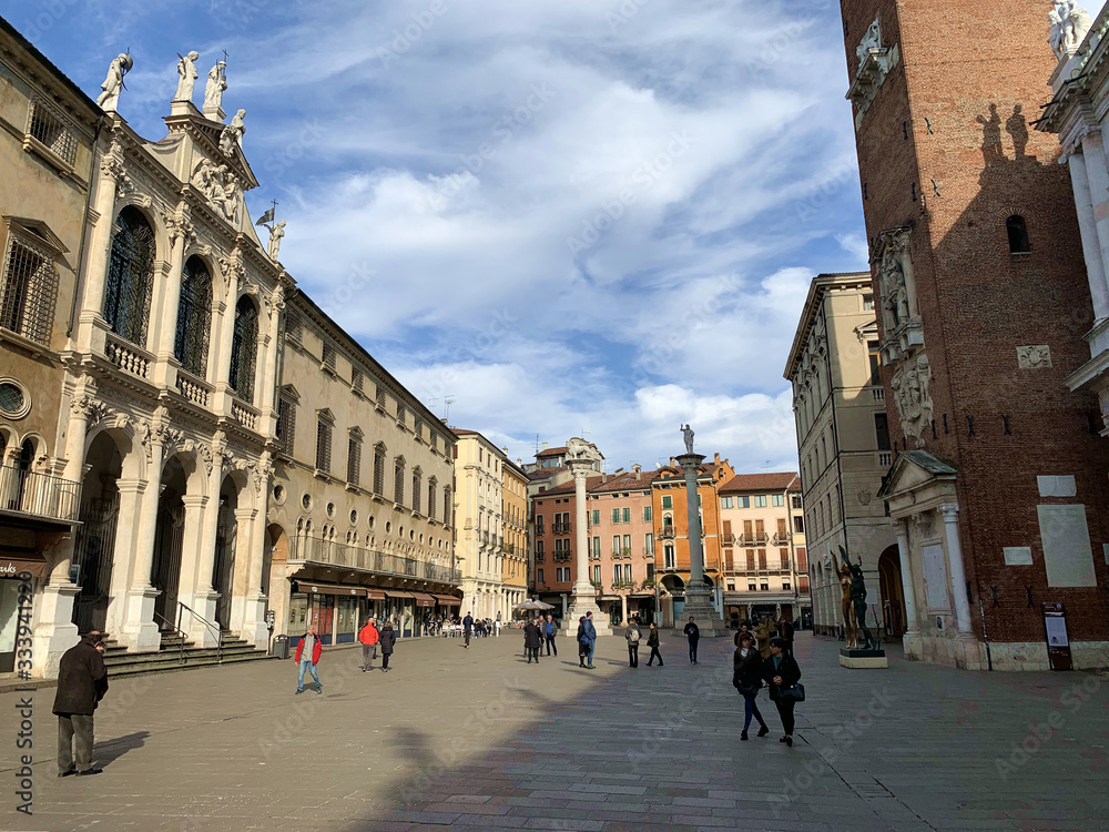 View of Piazza dei Signori, the central square of Vicenza, Italy.