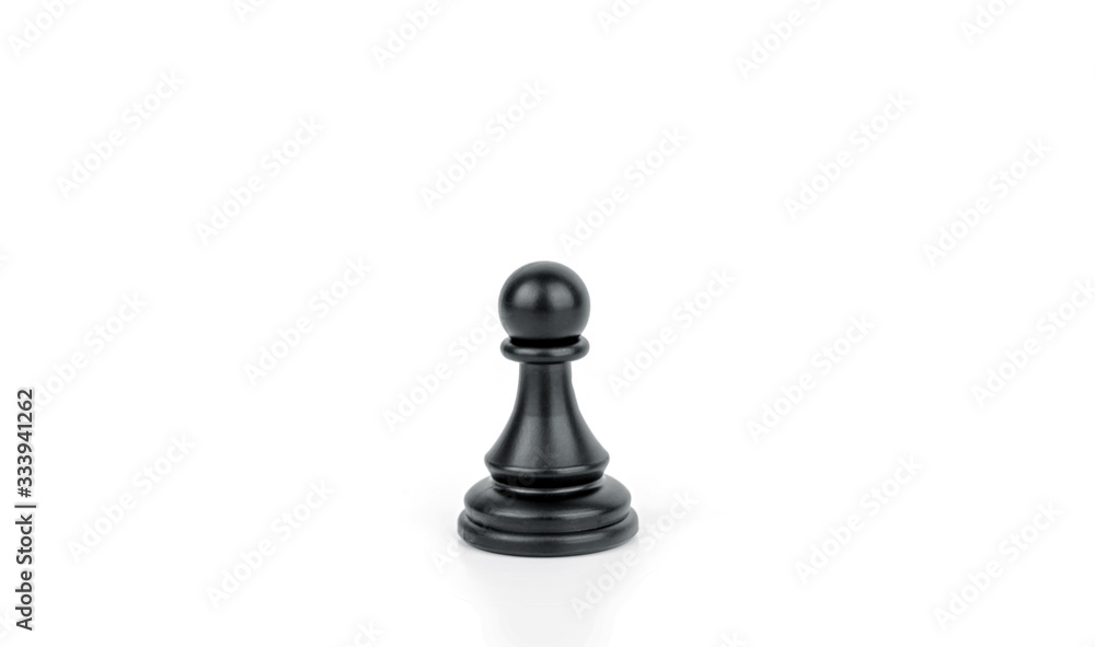 black pawn chess piece isolated on white background. The concept of board games, logic, training for the brain. black pawn chess piece isolated on white background. The concept of board games, logic, training for the brain.