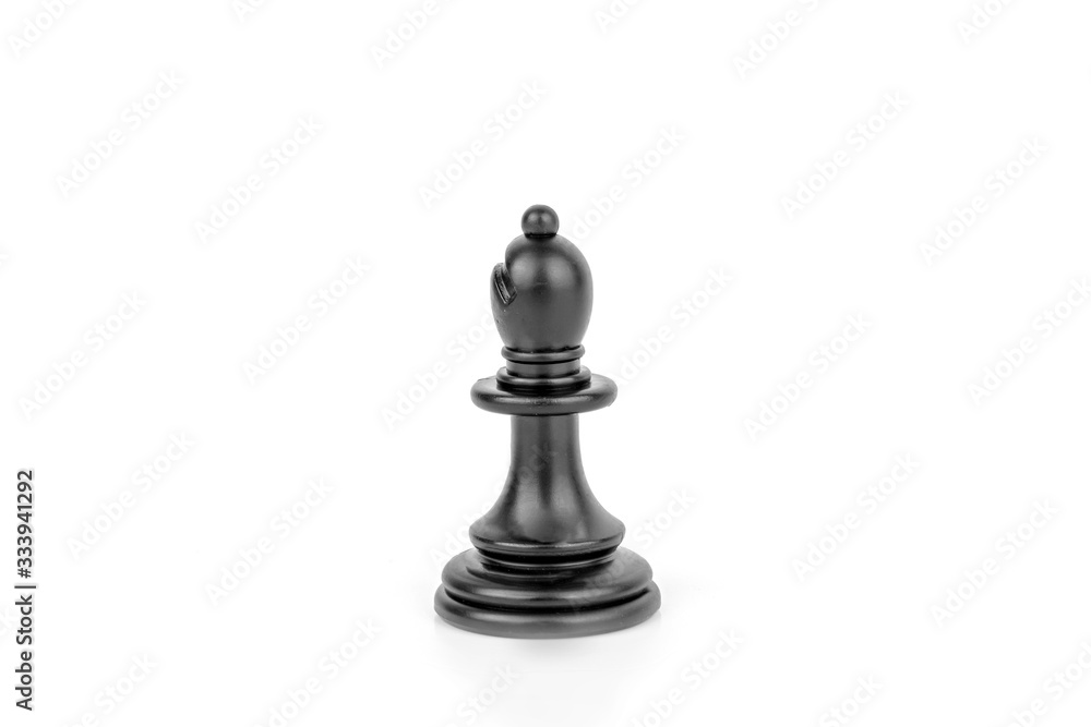 black chess piece elephant isolated on white background. The concept of board games, logic, training for the brain. black chess piece elephant isolated on white background. The concept of board games, logic, training for the brain.
