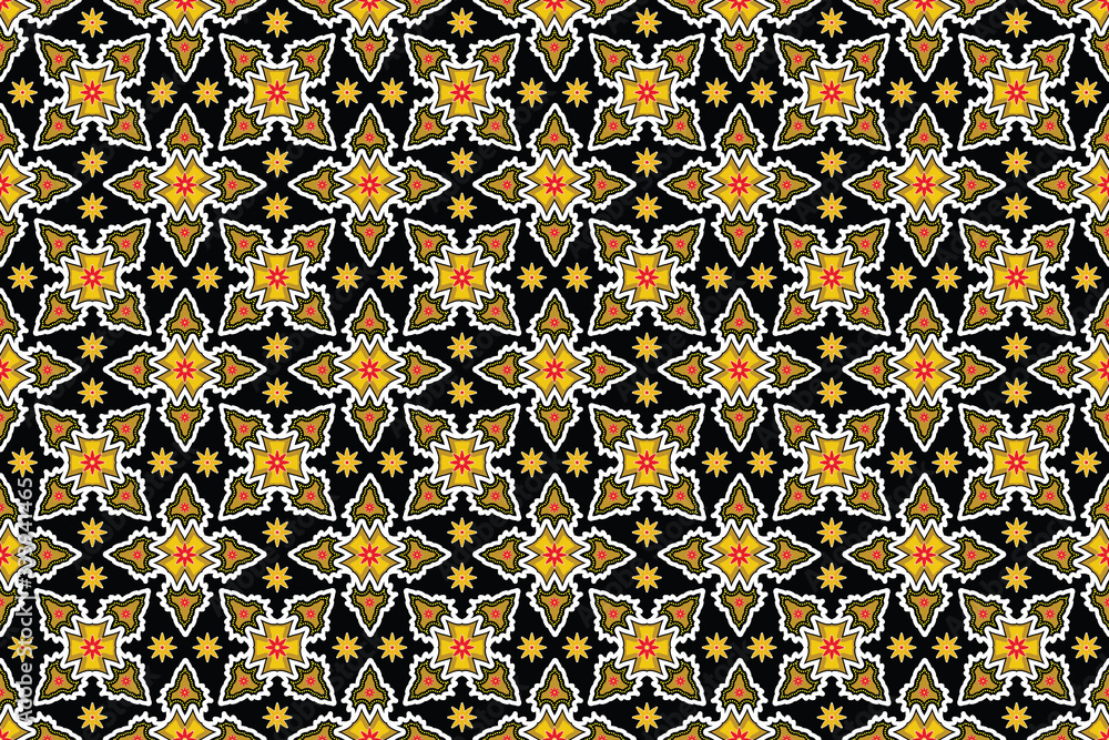 Seamless pattern with floral vector Illustration, Modern batik