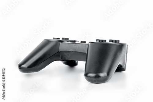 Gaming black joystick isolated on white background. Technology concept  future.