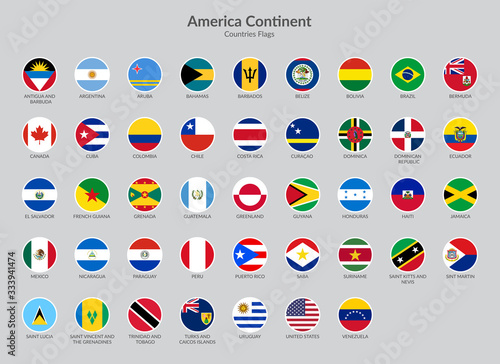 America Continent countries flag icons collection