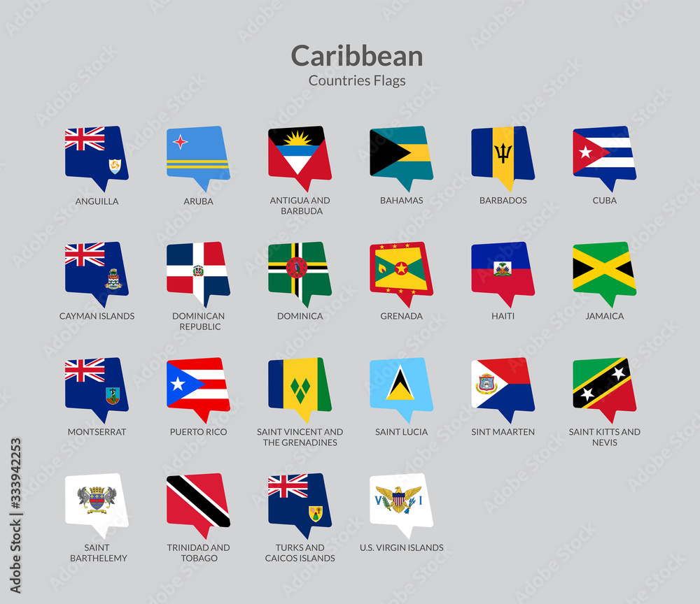 Caribbean Countries countries flag icons collection Caribbean Countries countries flag icons collection