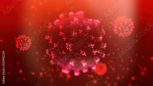Coronavirus Covid-19 dangerous pandemic flu research 3D background