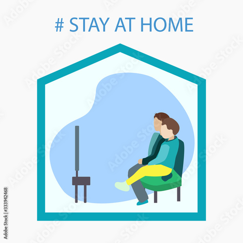 Two children watch TV at home