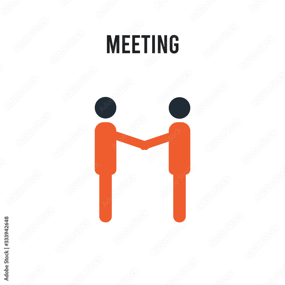 Meeting vector icon on white background. Red and black colored Meeting icon. Simple element illustration sign symbol EPS Meeting vector icon on white background. Red and black colored Meeting icon. Simple element illustration sign symbol EPS