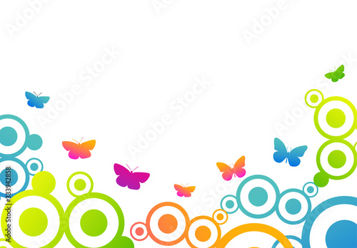  grafica, primavera, fiori, farfalle