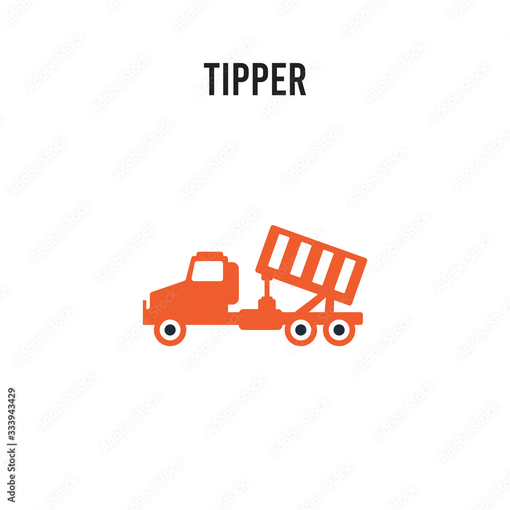 Tipper vector icon on white background. Red and black colored Tipper icon. Simple element illustration sign symbol EPS Tipper vector icon on white background. Red and black colored Tipper icon. Simple element illustration sign symbol EPS