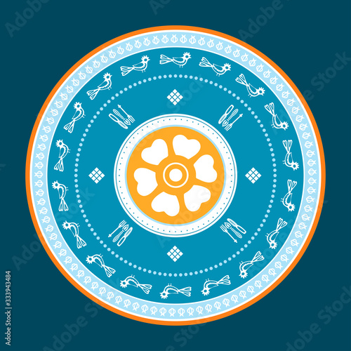 Georgian traditional ornaments. Vector Ornament With Caucasian Motifs. Persian colored carpet.Vector, Illustration.  Rich ornament for fabric design, handmade, interior decoration
