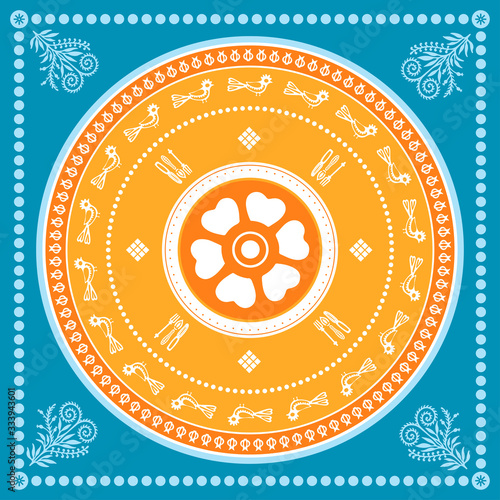 Georgian traditional ornaments. Vector Ornament With Caucasian Motifs. Persian colored carpet.Vector, Illustration.  Rich ornament for fabric design, handmade, interior decoration