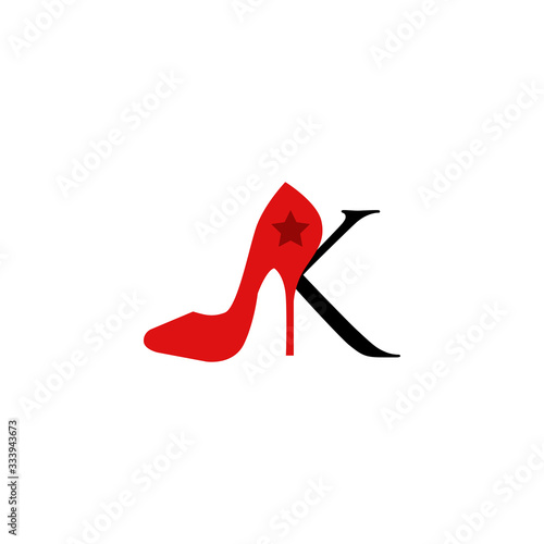 logo letter k with high heels vector design	