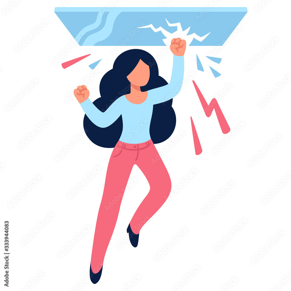 Business woman breaking glass ceiling Business woman breaking glass ceiling