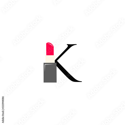 logo lipstick with letter k vector design	