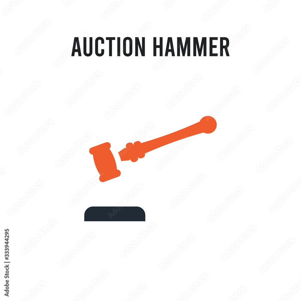 Auction hammer vector icon on white background. Red and black colored Auction hammer icon. Simple element illustration sign symbol EPS Auction hammer vector icon on white background. Red and black colored Auction hammer icon. Simple element illustration sign symbol EPS